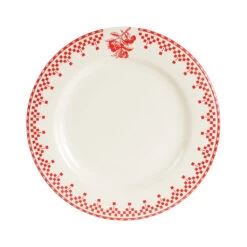 Assiette à Dessert En Faïence Rouge D22cm - Damier