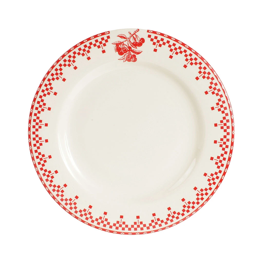 Assiette à Dessert En Faïence Rouge D22cm - Damier 1 Assiette à Dessert En Faïence Rouge D22cm - Damier