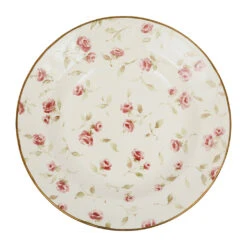 Assiette Creuse En Faïence Rose Et Doré D23cm - Rose