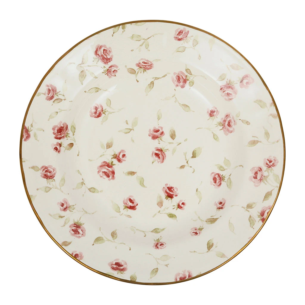Assiette Creuse En Faïence Rose Et Doré D23cm - Rose 1 Assiette Creuse En Faïence Rose Et Doré D23cm - Rose