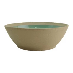 Assiette Creuse En Grès Vert D'eau D18cm - Jade