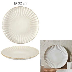 Assiette De Présentation En Céramique Beige D32cm - Vlora -Magasin De Vaisselle Pour La Maison assiette de presentation en ceramique beige d32cm vlora 678241 678241 FRN03 WEB