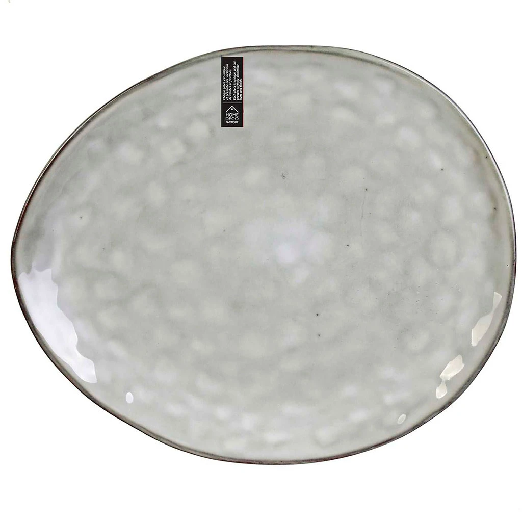 Assiette Galet En Grès Gris D27.5cm - Au Gres Du Temps 1 Assiette Galet En Grès Gris D27.5cm - Au Gres Du Temps