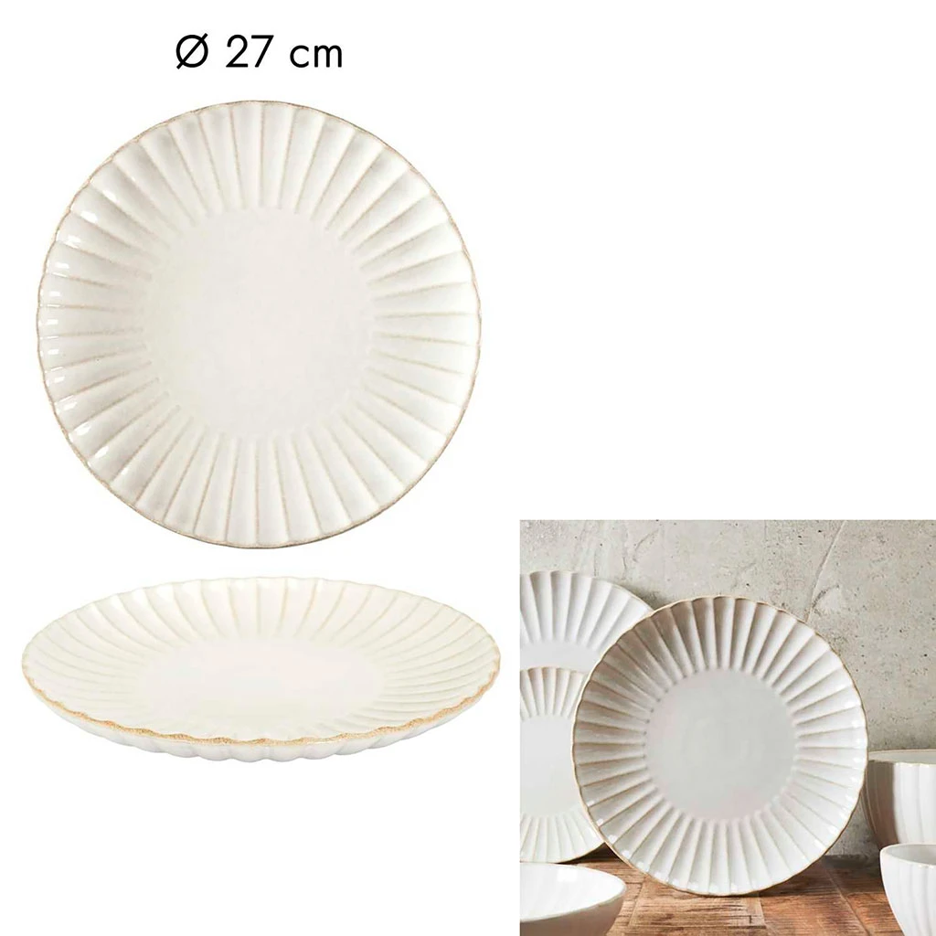 Assiette Plate En Céramique Beige D27cm - Vlora 3 Assiette Plate En Céramique Beige D27cm - Vlora – Image 3