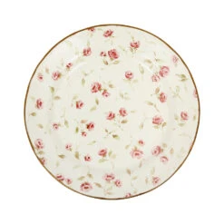 Assiette Plate En Faïence Rose Et Doré D26cm - Rose