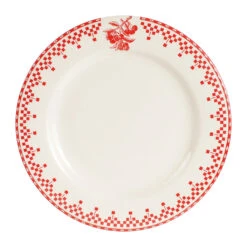 Assiette Plate En Faïence Rouge D27cm - Damier