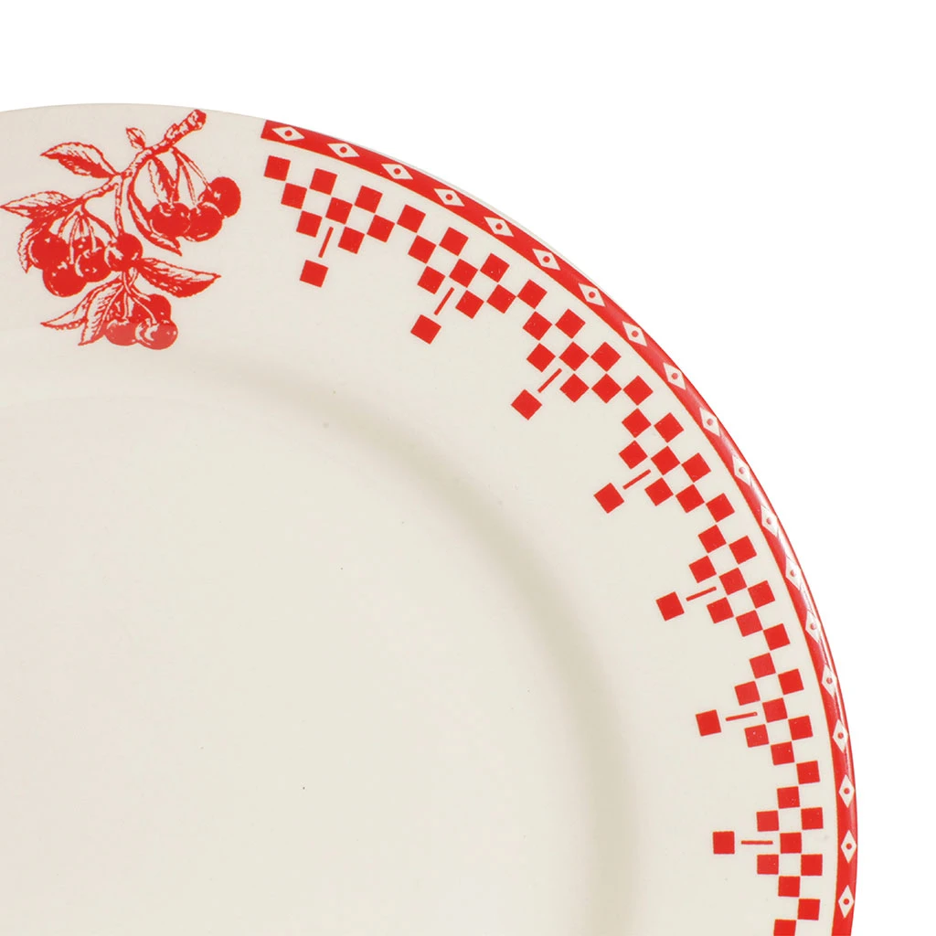 Assiette Plate En Faïence Rouge D27cm - Damier 2 Assiette Plate En Faïence Rouge D27cm - Damier – Image 2