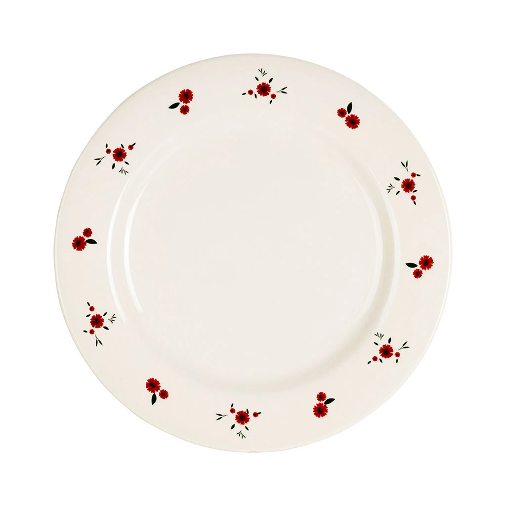 Assiette Plate En Faience Rouge D27cm - Paquerette 1 Assiette Plate En Faience Rouge D27cm - Paquerette