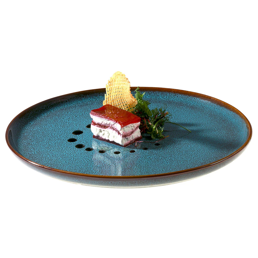 Assiette Plate En Grès Bleu D27cm - Volga 2 Assiette Plate En Grès Bleu D27cm - Volga – Image 2