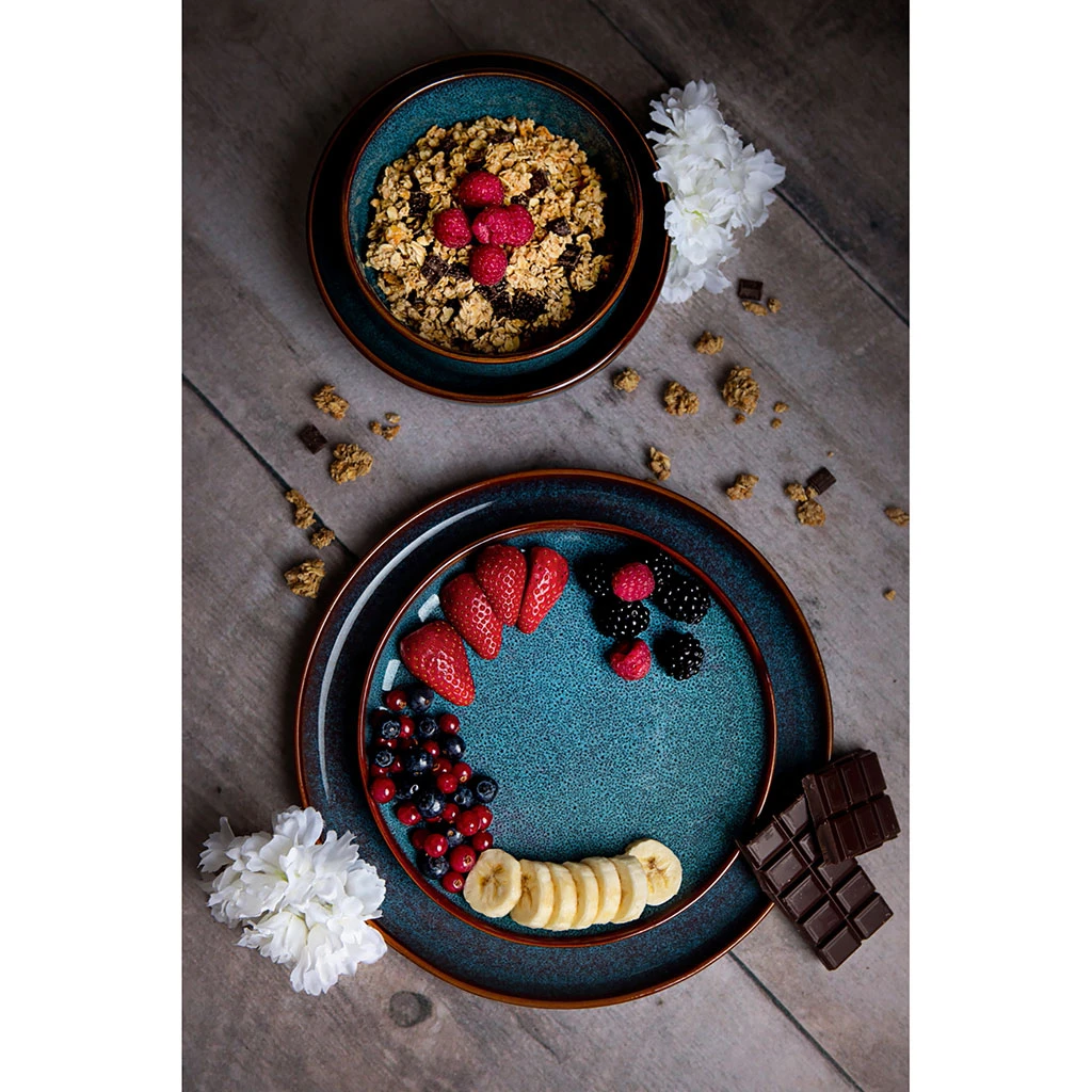 Assiette Plate En Grès Bleu D27cm - Volga 5 Assiette Plate En Grès Bleu D27cm - Volga – Image 5