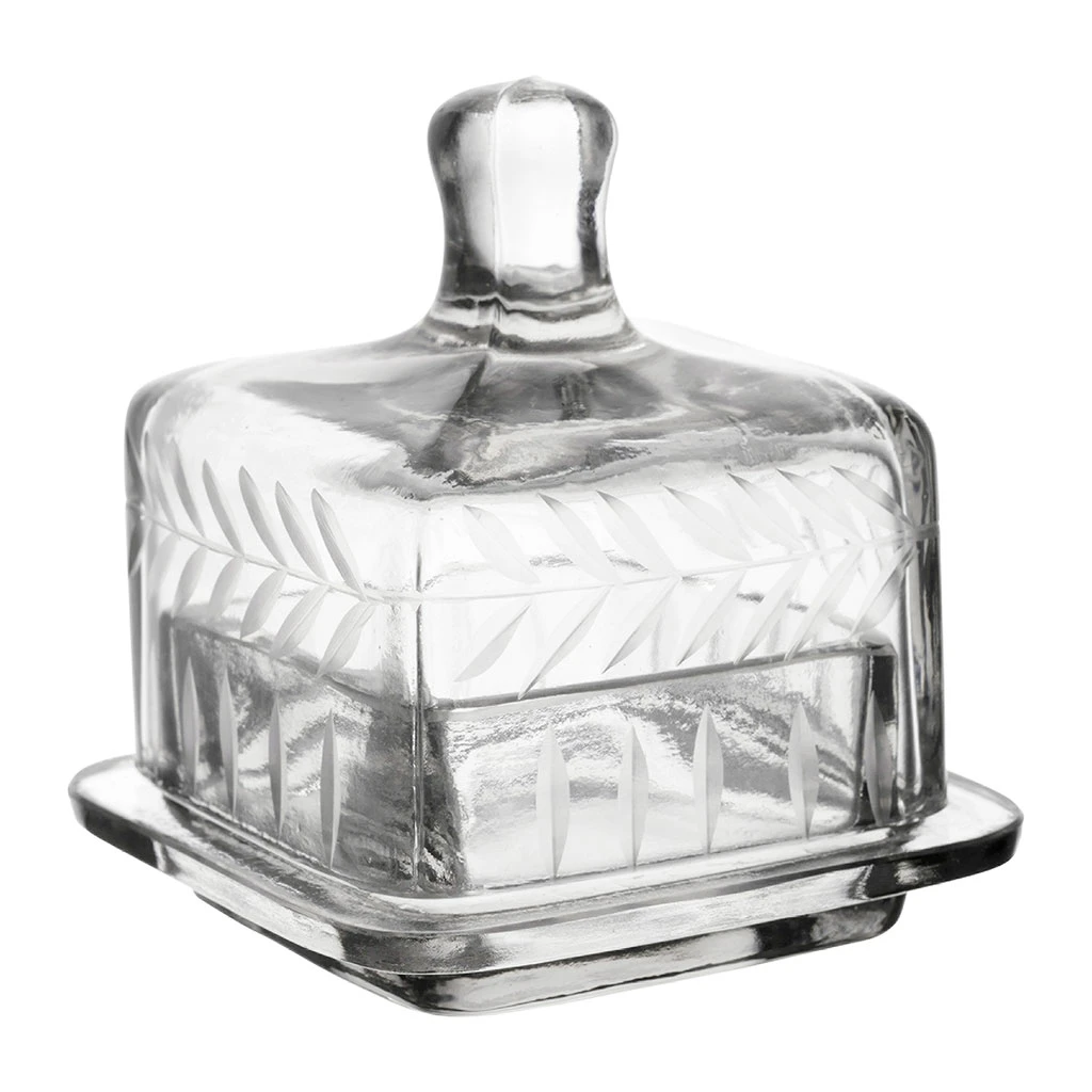 Beurrier Carré En Verre Transparent 8x8cm - Azelie 2 Beurrier Carré En Verre Transparent 8x8cm - Azelie – Image 2