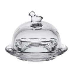 Beurrier Rond En Verre Transparent - Moineau
