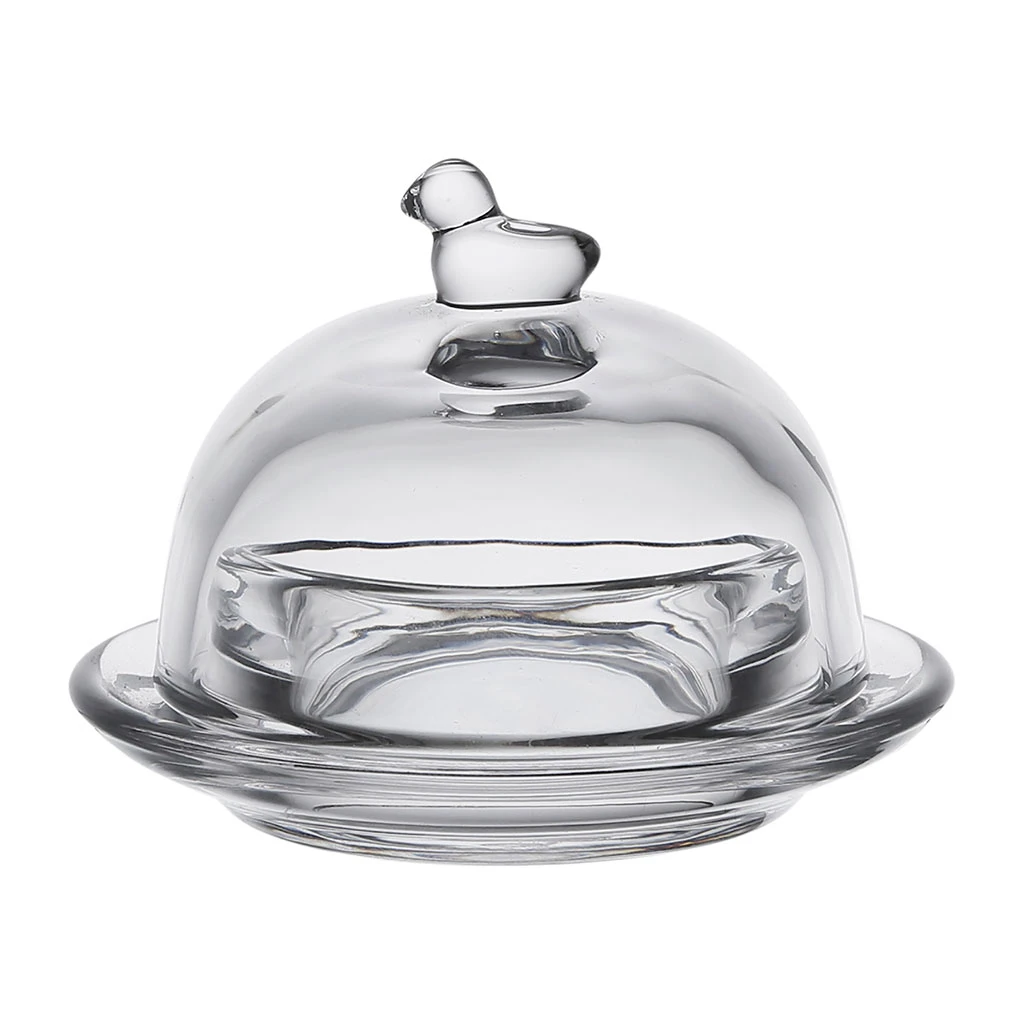 Beurrier Rond En Verre Transparent - Moineau 1 Beurrier Rond En Verre Transparent - Moineau