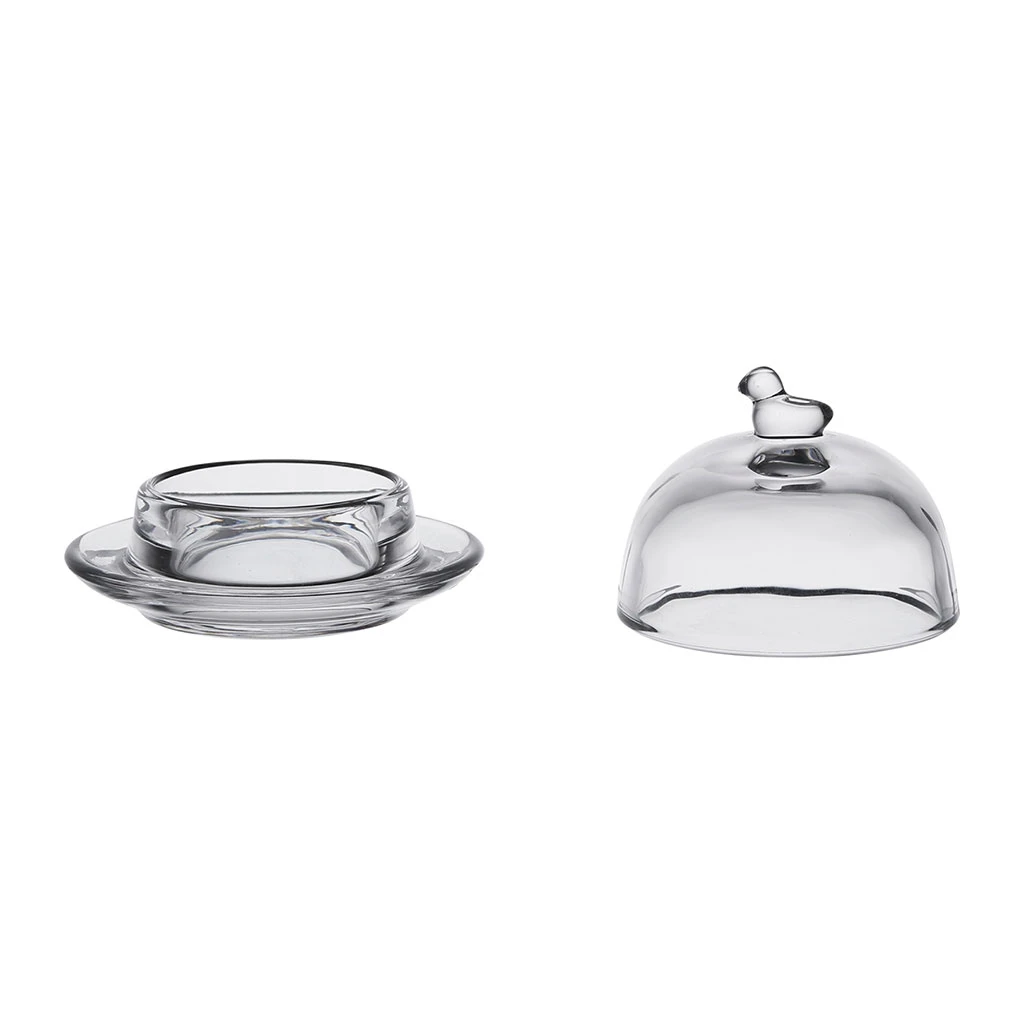 Beurrier Rond En Verre Transparent - Moineau 2 Beurrier Rond En Verre Transparent - Moineau – Image 2
