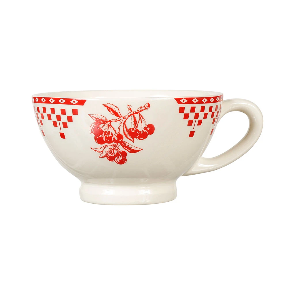 Bol Avec Anse Damier Rouge En Faïence 1 Bol Avec Anse Damier Rouge En Faïence