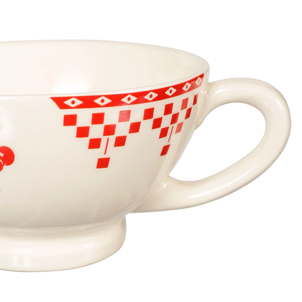 Bol Avec Anse Damier Rouge En Faïence 3 Bol Avec Anse Damier Rouge En Faïence – Image 3