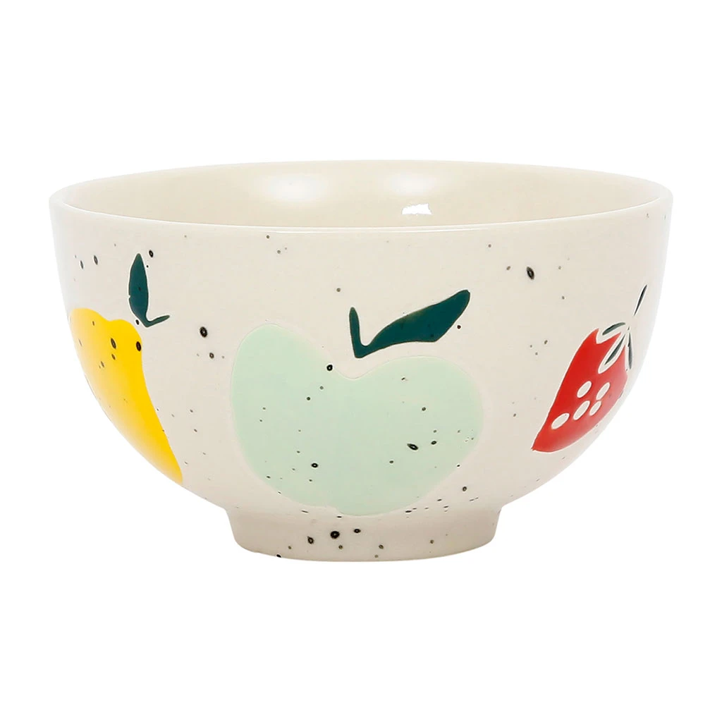 Bol En Grès Moucheté Blanc Et Pomme Multicolore 35cl - Les Fruits 1 Bol En Grès Moucheté Blanc Et Pomme Multicolore 35cl - Les Fruits