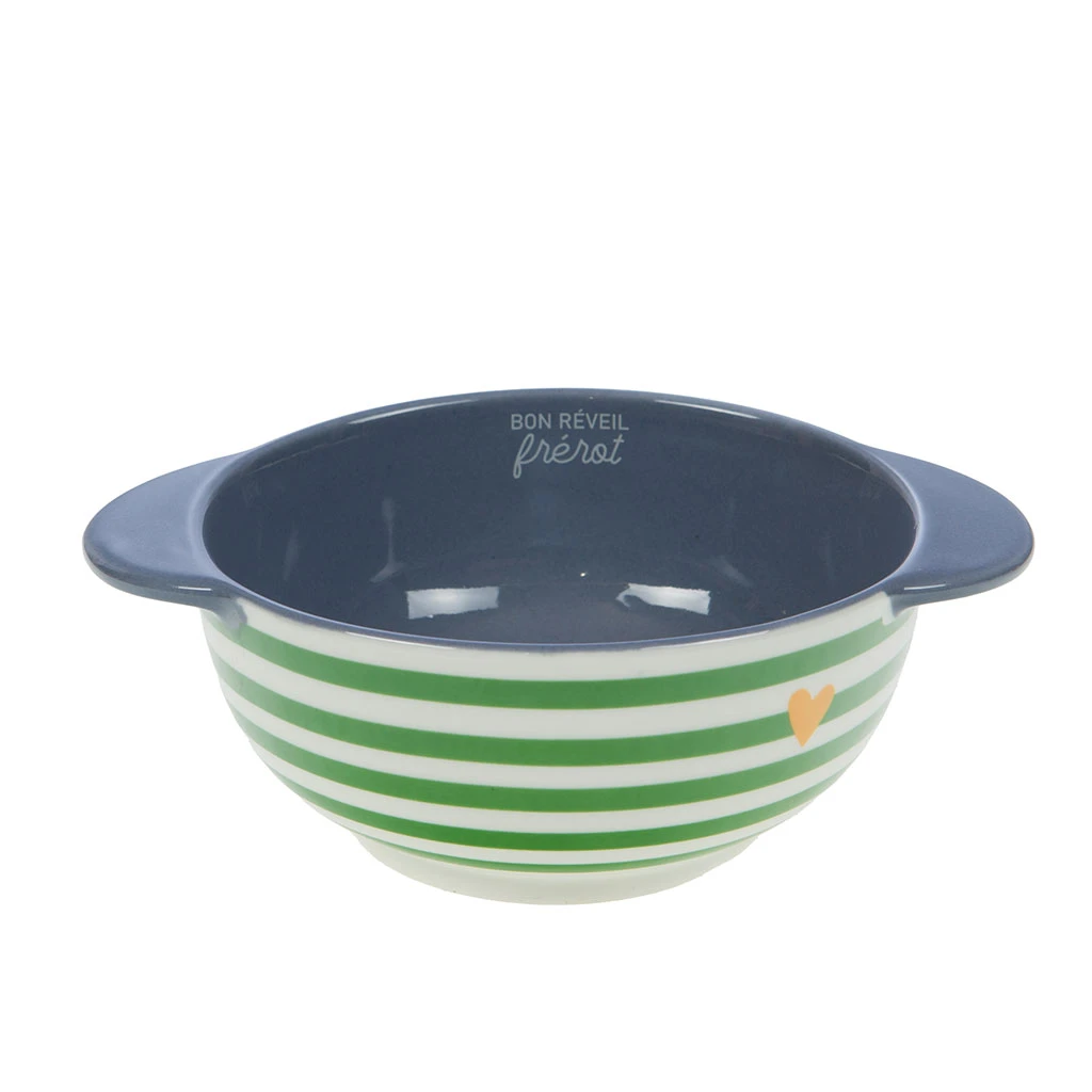 Amadeus Bol Frérot Rayé Vert Et Blanc En Porcelaine 40cl - Ella 1 Amadeus Bol Frérot Rayé Vert Et Blanc En Porcelaine 40cl - Ella
