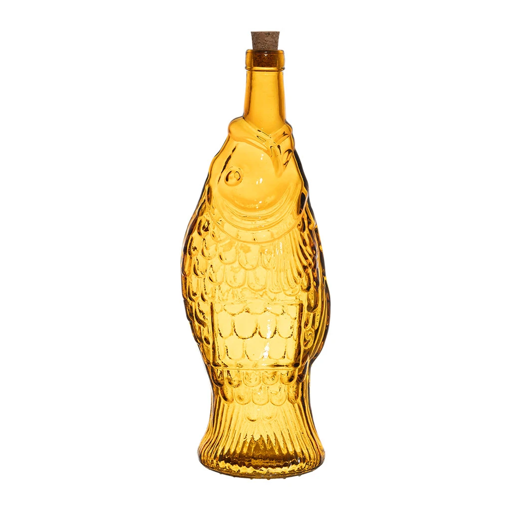 Bouteille Poisson En Verre Recyclé Sablé Orange 1.1L 1 Bouteille Poisson En Verre Recyclé Sablé Orange 1.1L