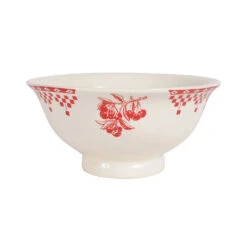 Compotier En Faïence Blanc Et Rouge - Damier