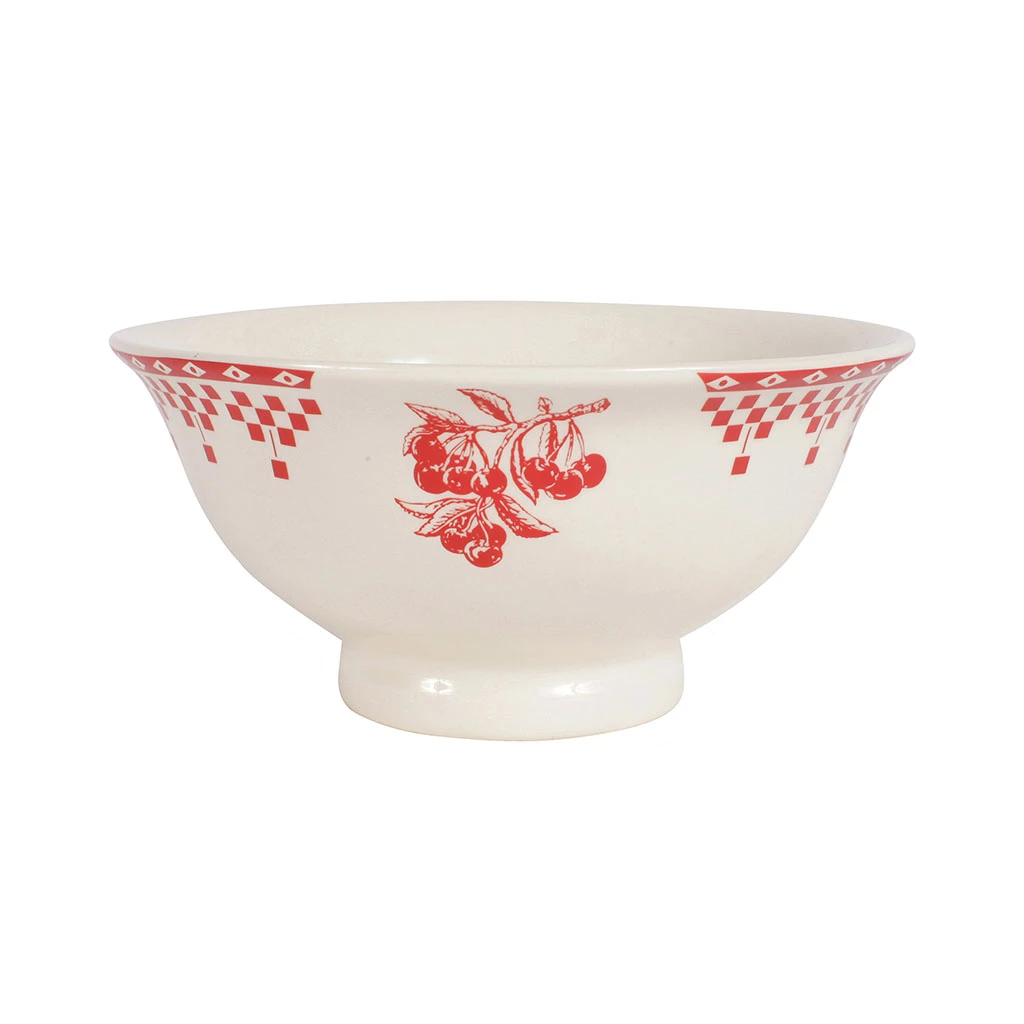 Compotier En Faïence Blanc Et Rouge - Damier 1 Compotier En Faïence Blanc Et Rouge - Damier