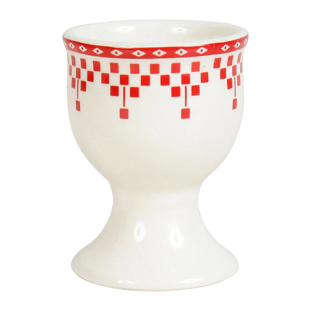 Coquetier Damier Rouge En Faïence 1 Coquetier Damier Rouge En Faïence