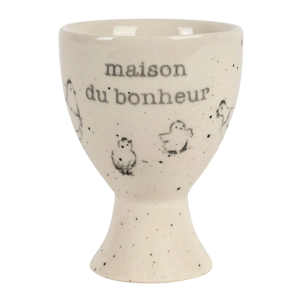 Coquetier Maison Du Bonheur En Grès Blanc Moucheté - La Ferme 1 Coquetier Maison Du Bonheur En Grès Blanc Moucheté - La Ferme