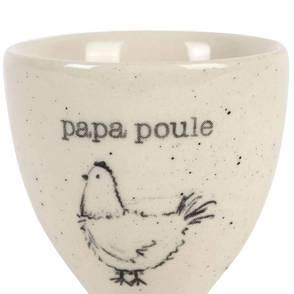 Coquetier Papa Poule En Grès Blanc Moucheté - La Ferme 2 Coquetier Papa Poule En Grès Blanc Moucheté - La Ferme – Image 2