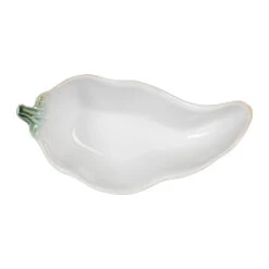 Coupelle En Forme De Piment En Grès Blanc 18x8.5cm
