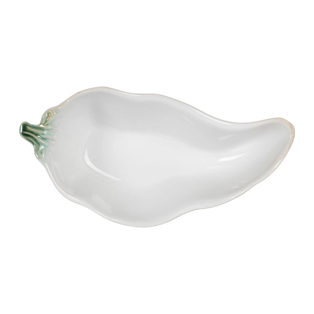 Coupelle En Forme De Piment En Grès Blanc 18x8.5cm 1 Coupelle En Forme De Piment En Grès Blanc 18x8.5cm