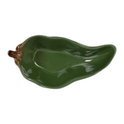 Coupelle En Forme De Piment En Grès Vert 18x8cm