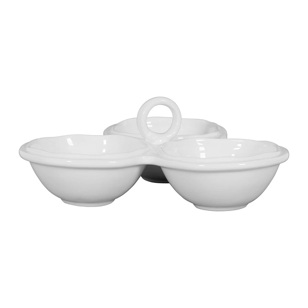 Coupelle Triple En Faïence Blanc D26.5cm - Darcy 1 Coupelle Triple En Faïence Blanc D26.5cm - Darcy