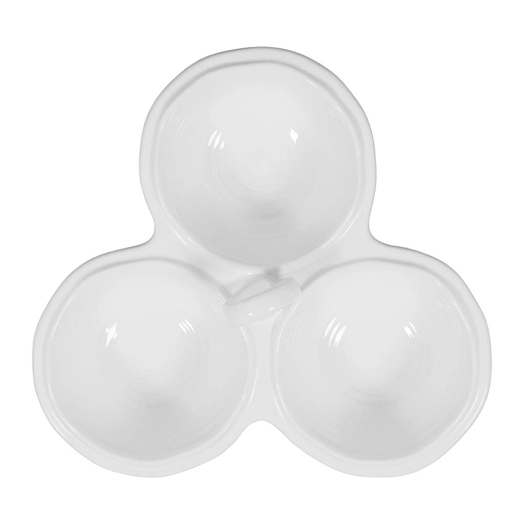 Coupelle Triple En Faïence Blanc D26.5cm - Darcy 2 Coupelle Triple En Faïence Blanc D26.5cm - Darcy – Image 2