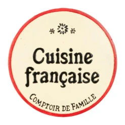 Dessous De Plat En Fonte "Cuisine Française" Ivoire Et Rouge D25cm