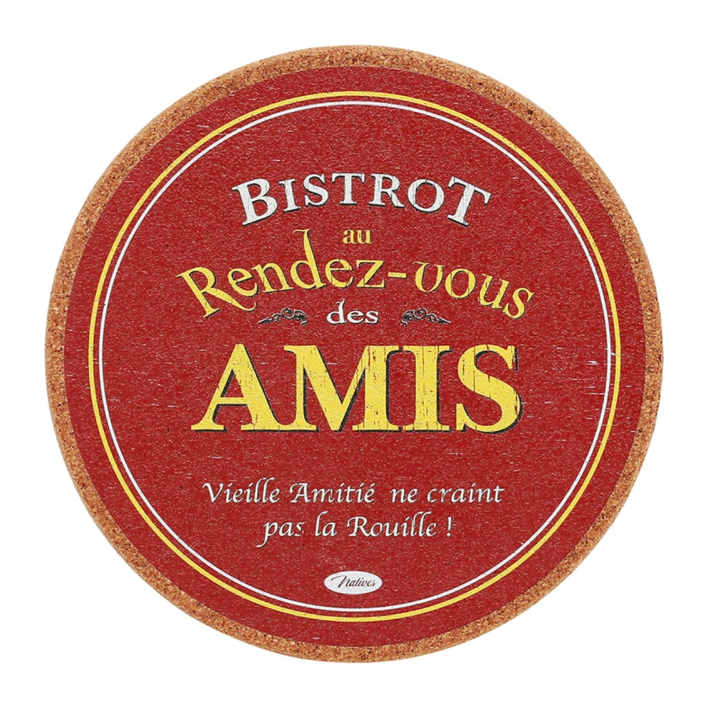 Dessous De Plat En Liège Rouge Et Jaune D20cm - Bistrot Des Amis 1 Dessous De Plat En Liège Rouge Et Jaune D20cm - Bistrot Des Amis