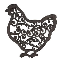 Dessous De Plat Poule En Fonte Brun - Basse-Cour