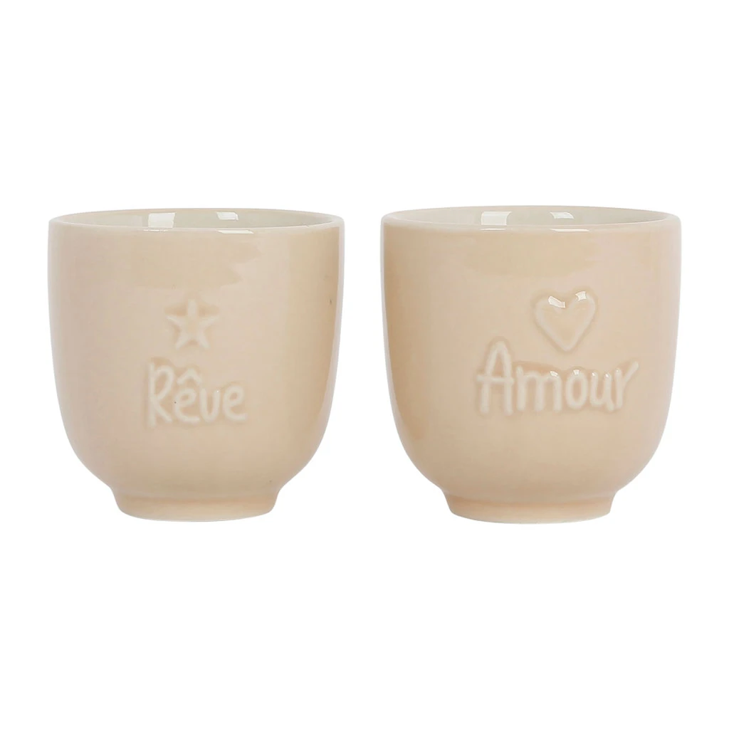 Tasses X2 Beige 15cl En Grès - Famille 1 Tasses X2 Beige 15cl En Grès - Famille
