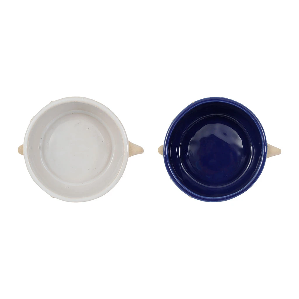 Lot De 2 Coupelles Gros Poisson En Grès Blanc Et Bleu 14x12cm - Océan 2 Lot De 2 Coupelles Gros Poisson En Grès Blanc Et Bleu 14x12cm - Océan – Image 2