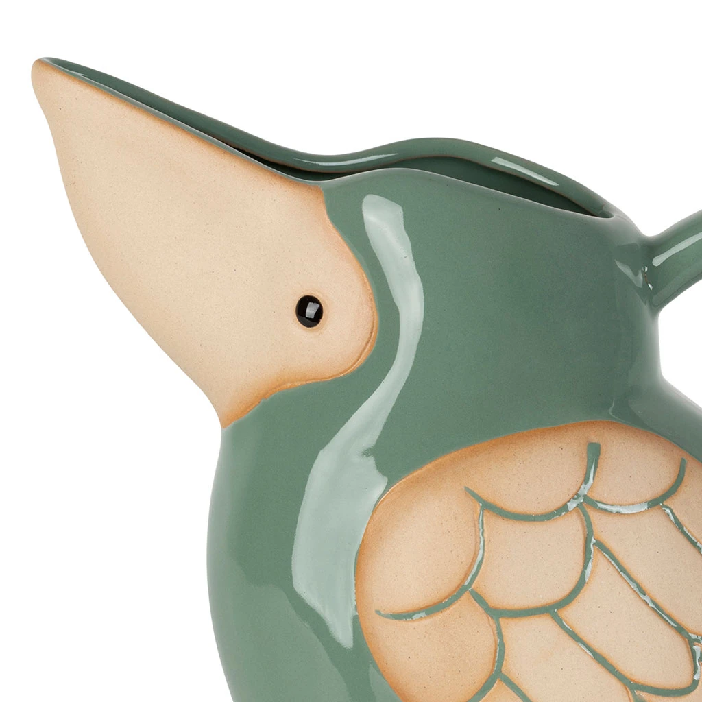 Lot De 2 Pichets Oiseau En Grès Blanc Et Sauge 1L - Calao 3 Lot De 2 Pichets Oiseau En Grès Blanc Et Sauge 1L - Calao – Image 3