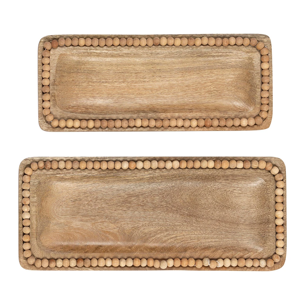 Lot De 2 Plats En Manguier Naturel - Eté A La Mer 1 Lot De 2 Plats En Manguier Naturel - Eté A La Mer