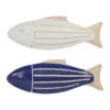 Lot De 2 Plats Poisson En Grès Blanc Et Bleu 35x12cm - Océan