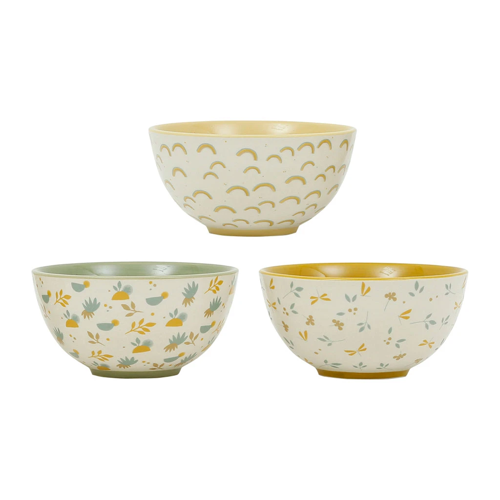 Lot De 3 Bol En Grès Motif Multicolore 60cl - Sweat Dream 1 Lot De 3 Bol En Grès Motif Multicolore 60cl - Sweat Dream