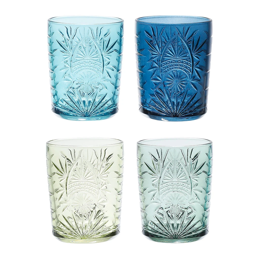 Lot De 4 Gobelets En Verre Bleu 35cl - Starla 1 Lot De 4 Gobelets En Verre Bleu 35cl - Starla