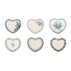 Lot De 6 Coupelles En Faïence Bleu Ancien - Mini Coeur