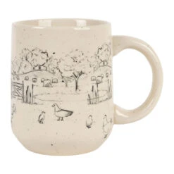 Mug En Grès Blanc Moucheté 35cl - La Ferme