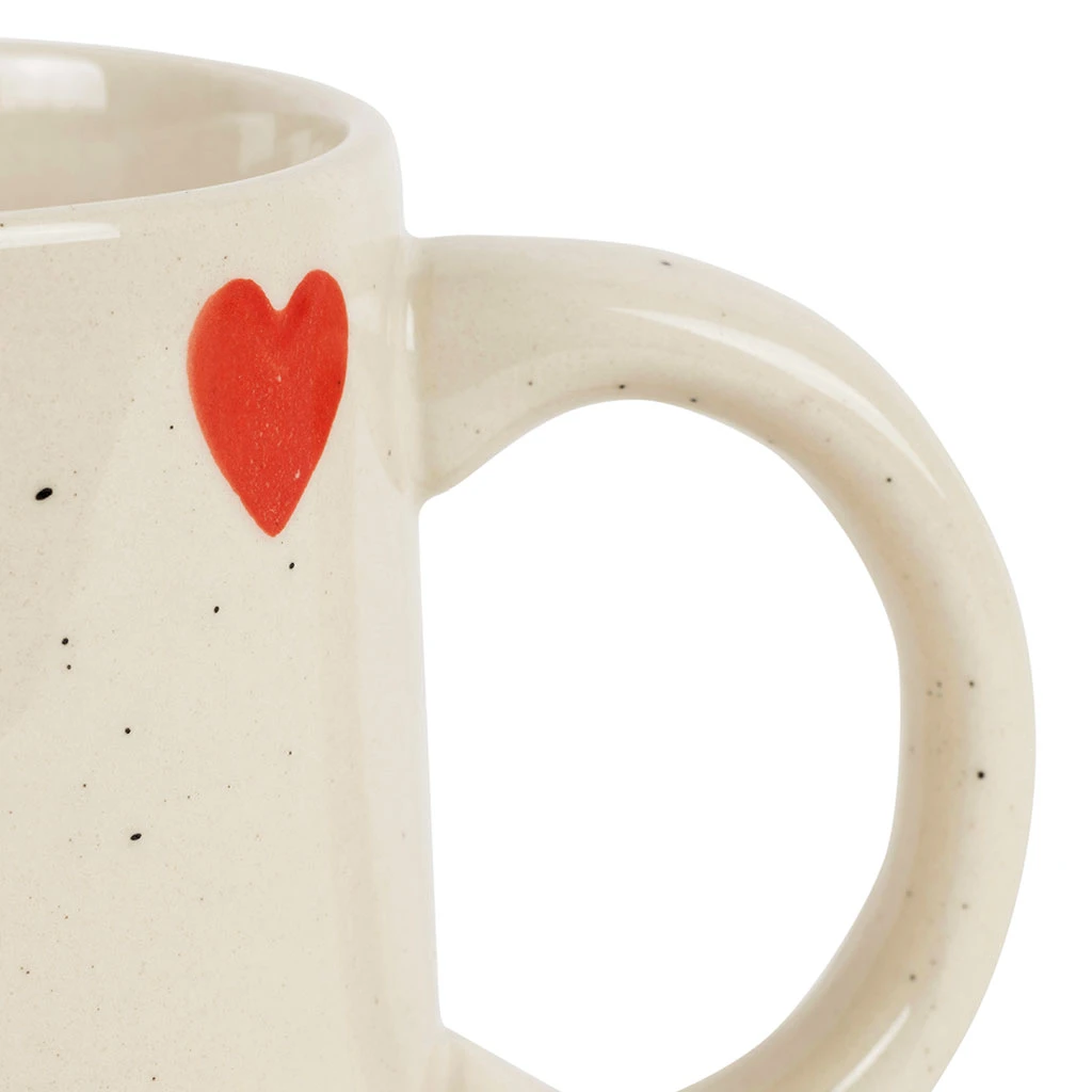 Mug En Grès Blanc Et Rouge Moucheté 35cl - Famille 2 Mug En Grès Blanc Et Rouge Moucheté 35cl - Famille – Image 2