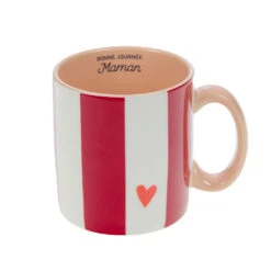 Amadeus Mug Maman Rayé Rouge Et Blanc En Porcelaine - Ella