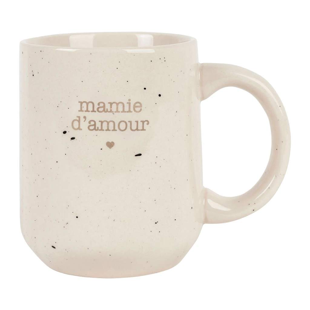 Mug Mamie En Grès Blanc Moucheté 35cl - Bonheur Étoilé 1 Mug Mamie En Grès Blanc Moucheté 35cl - Bonheur Étoilé