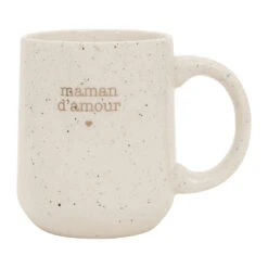 Mug Moucheté Maman En Grès Blanc 38cl - Beezz