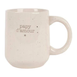 Mug Papy En Grès Blanc Moucheté 35cl - Bonheur Étoilé